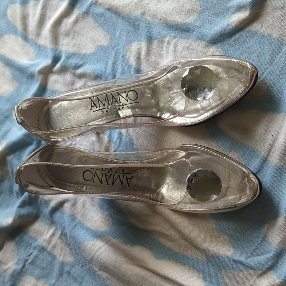 A'Mano clear high heels. Vintage. From 1994. Size 7 narrow